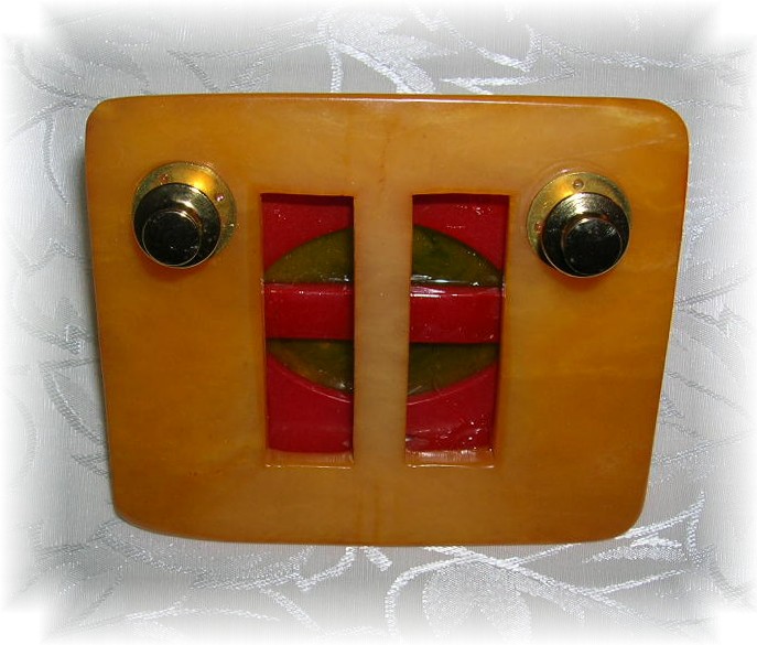 Bakelite Artist Stacked Buckles Brooch