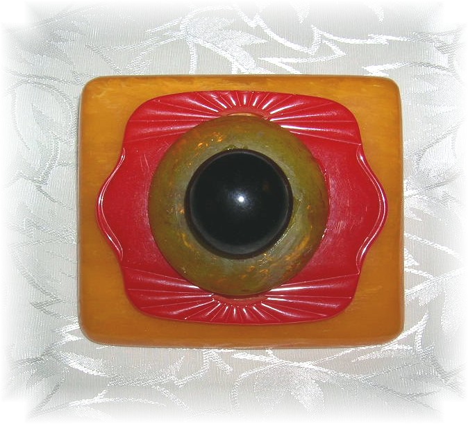 Bakelite Artist Stacked Buckles Brooch
