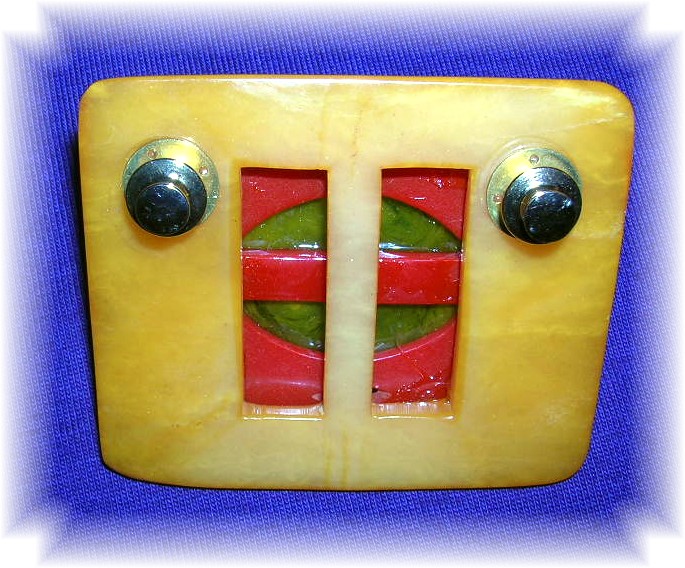 Bakelite Artist Stacked Buckles Brooch
