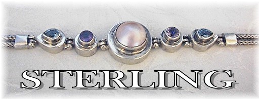 Mabe Pearl Amethyst Blue Topaze Sterling Bracelet . .