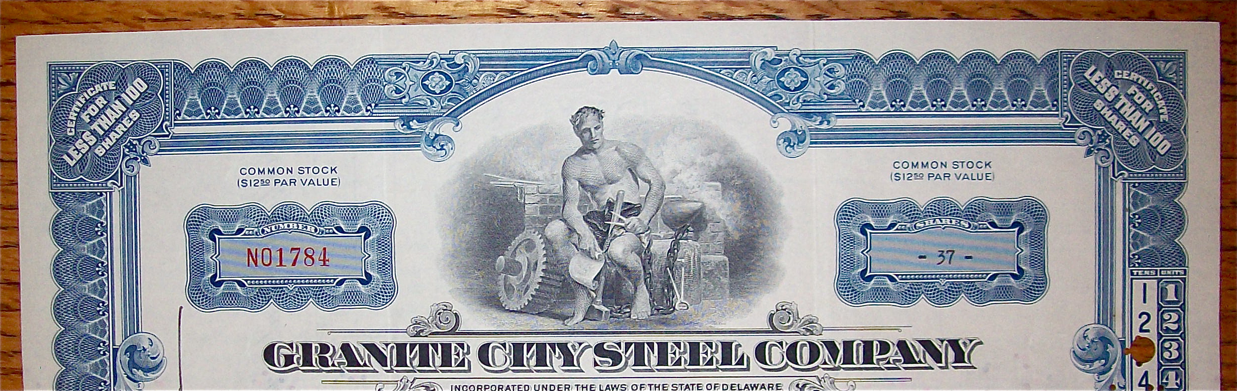 1951 Granite City Steel Company Stock Certificate