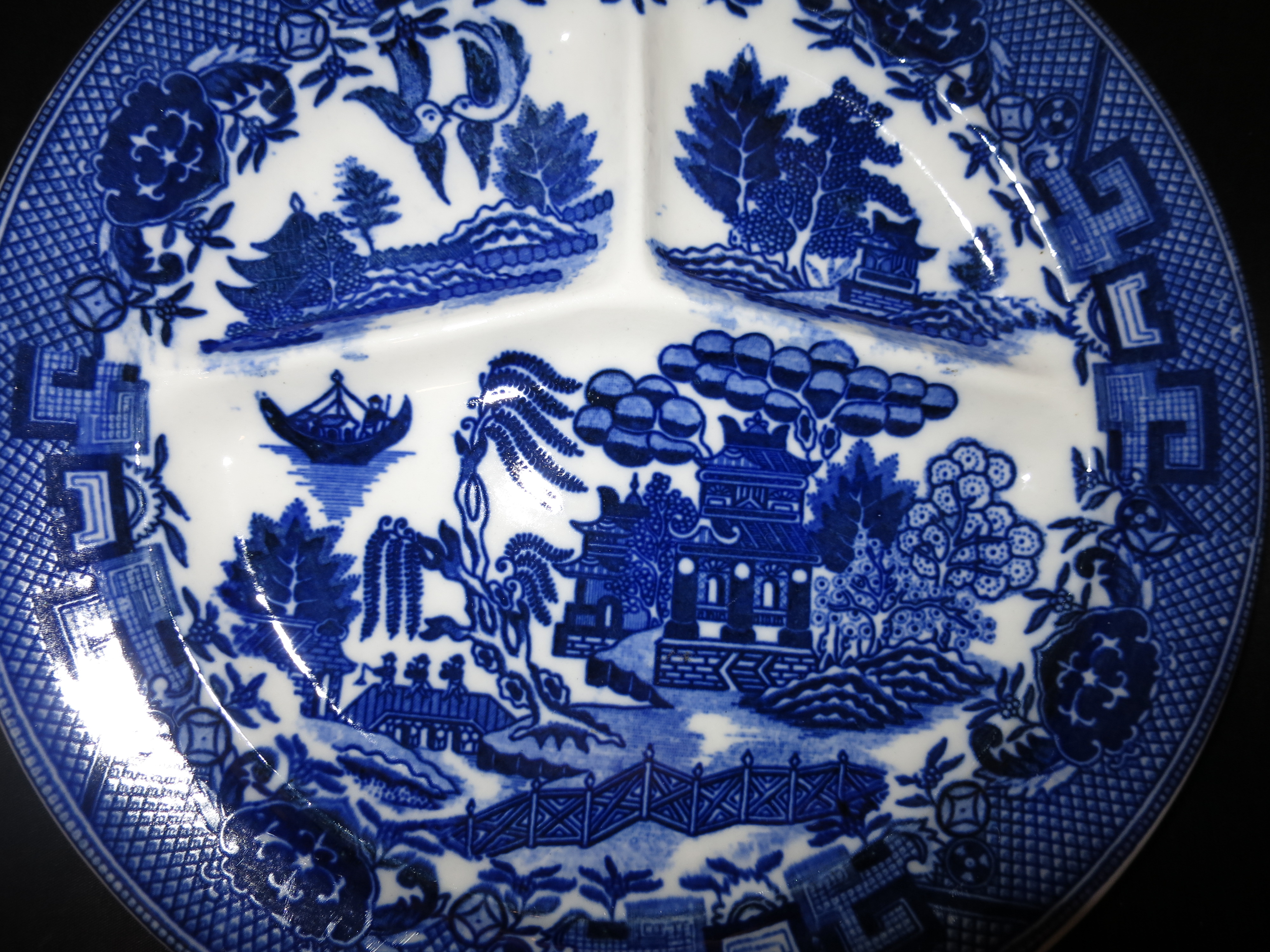 Moriyama Blue Willow Divided Grill Plate Made in Japan