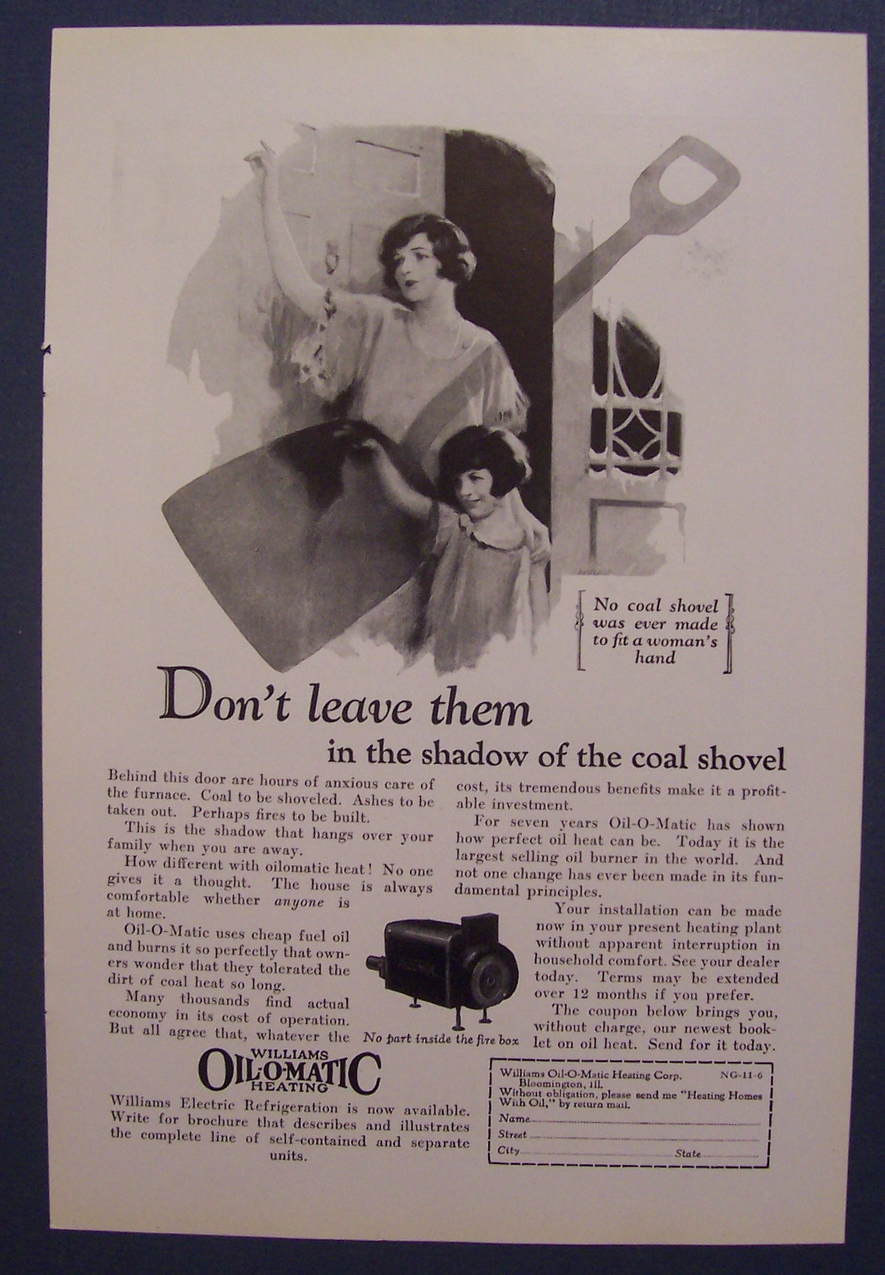 1926 Williams Oil O Matic Heating with Girl Waving