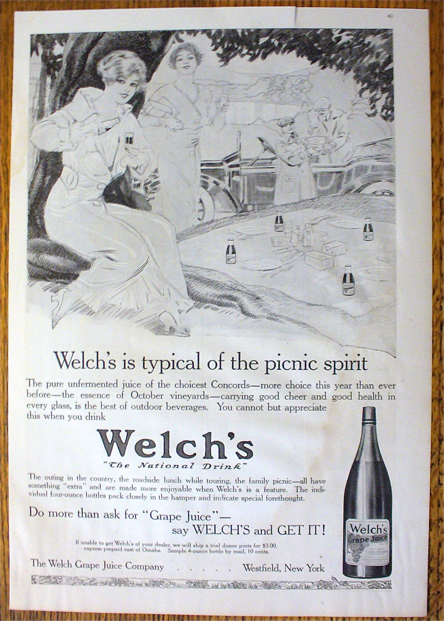 1914 Welch's Grape Juice with Women On A Picnic