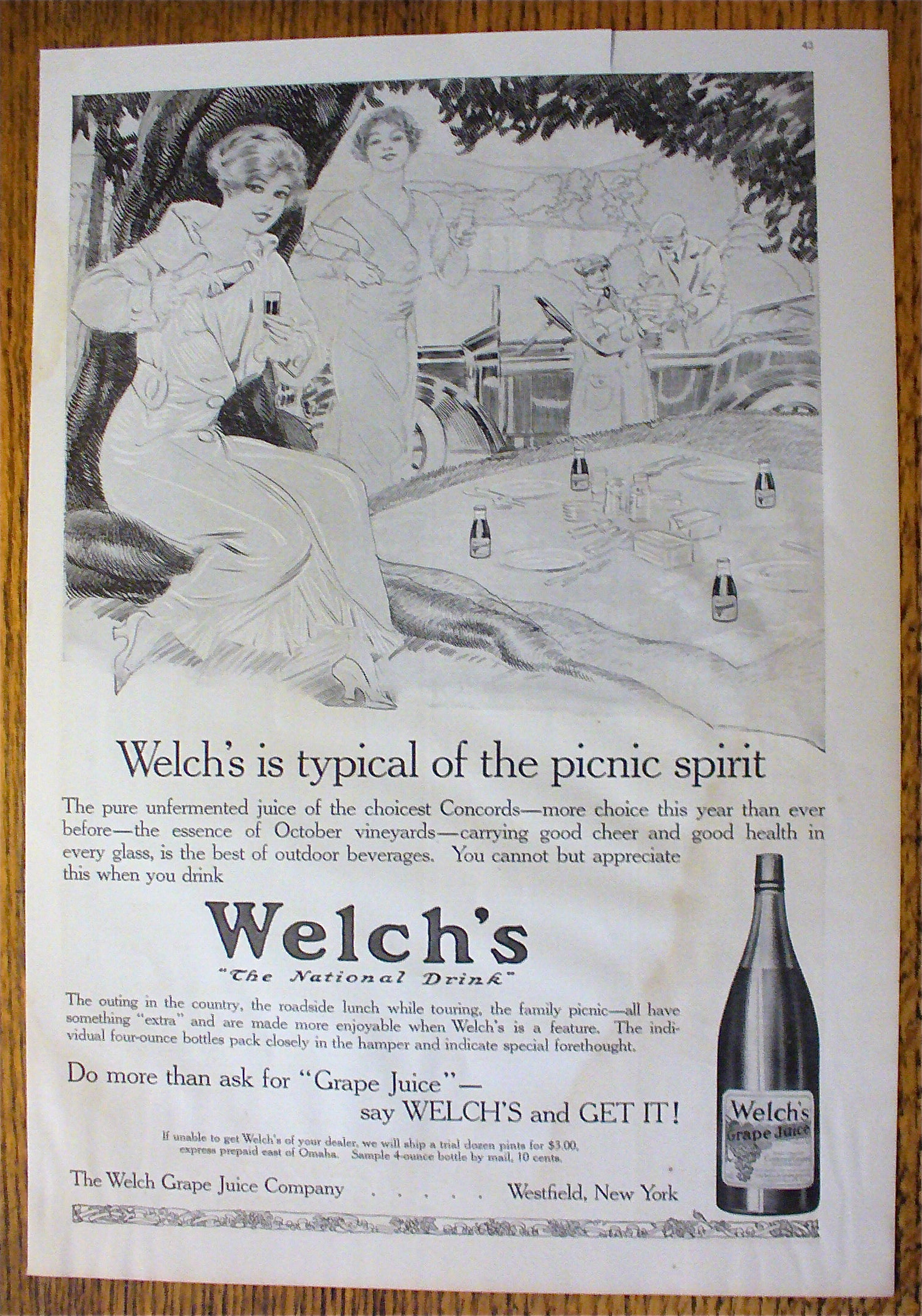1914 Welch's Grape Juice with Women On A Picnic