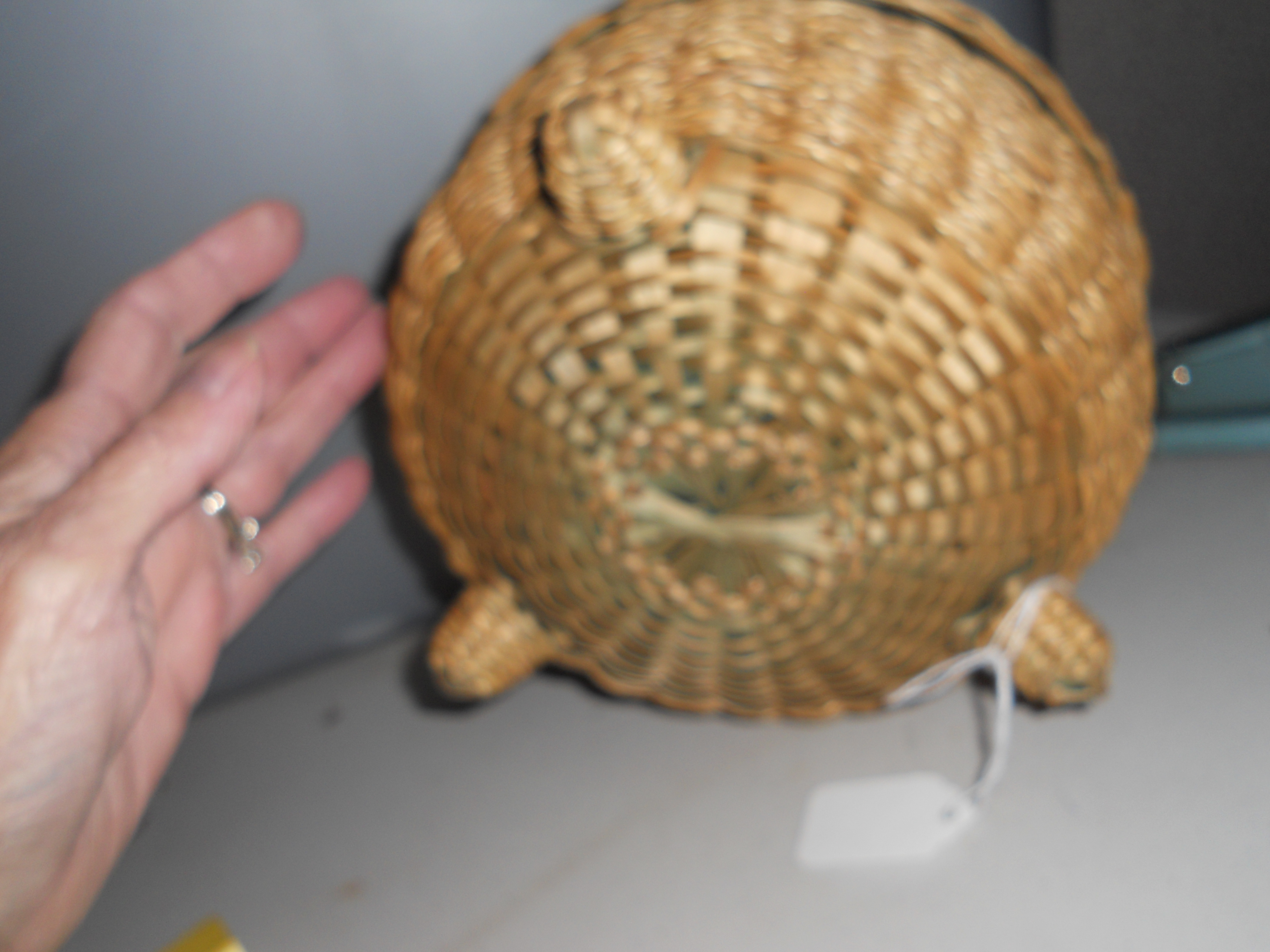 Woven Footed Basket With Cover