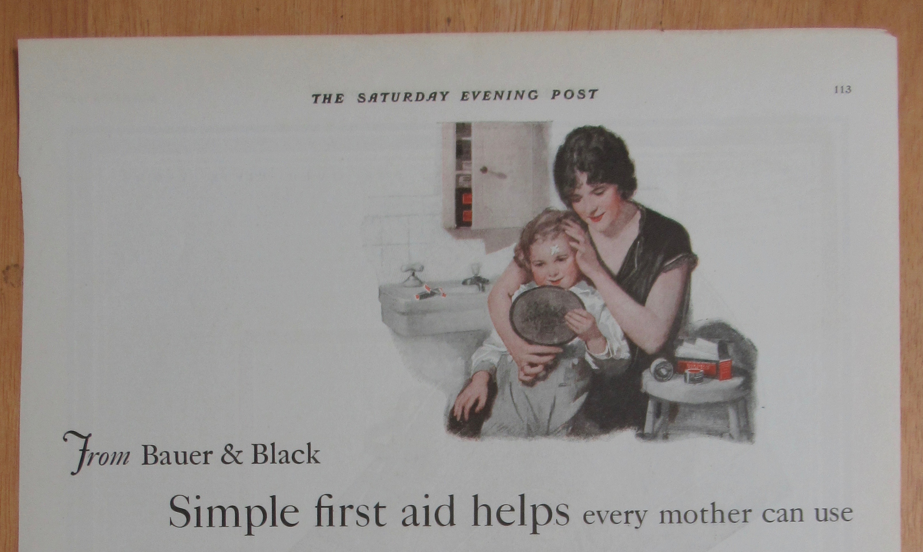 1924 Bauer & Black First Aid w/Child Wearing Bandage