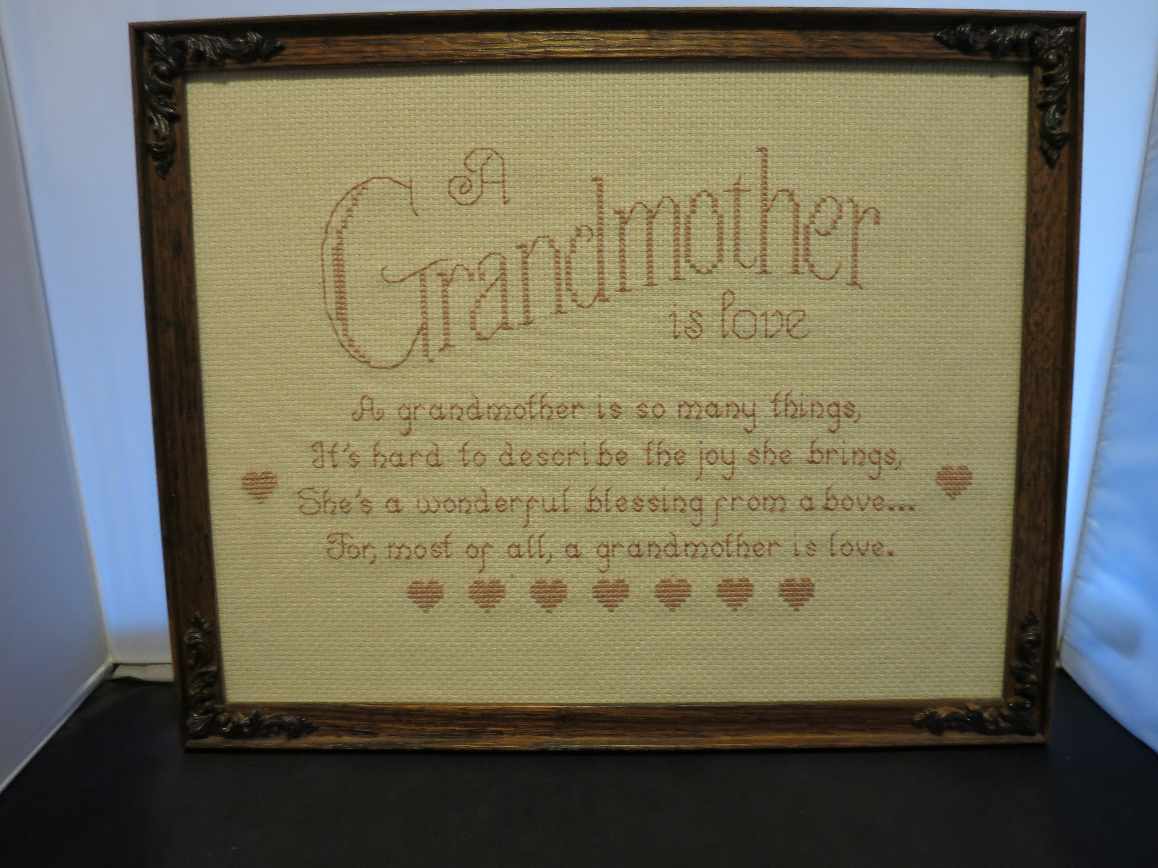 Embroidered Grandmother is Love Framed 1990s