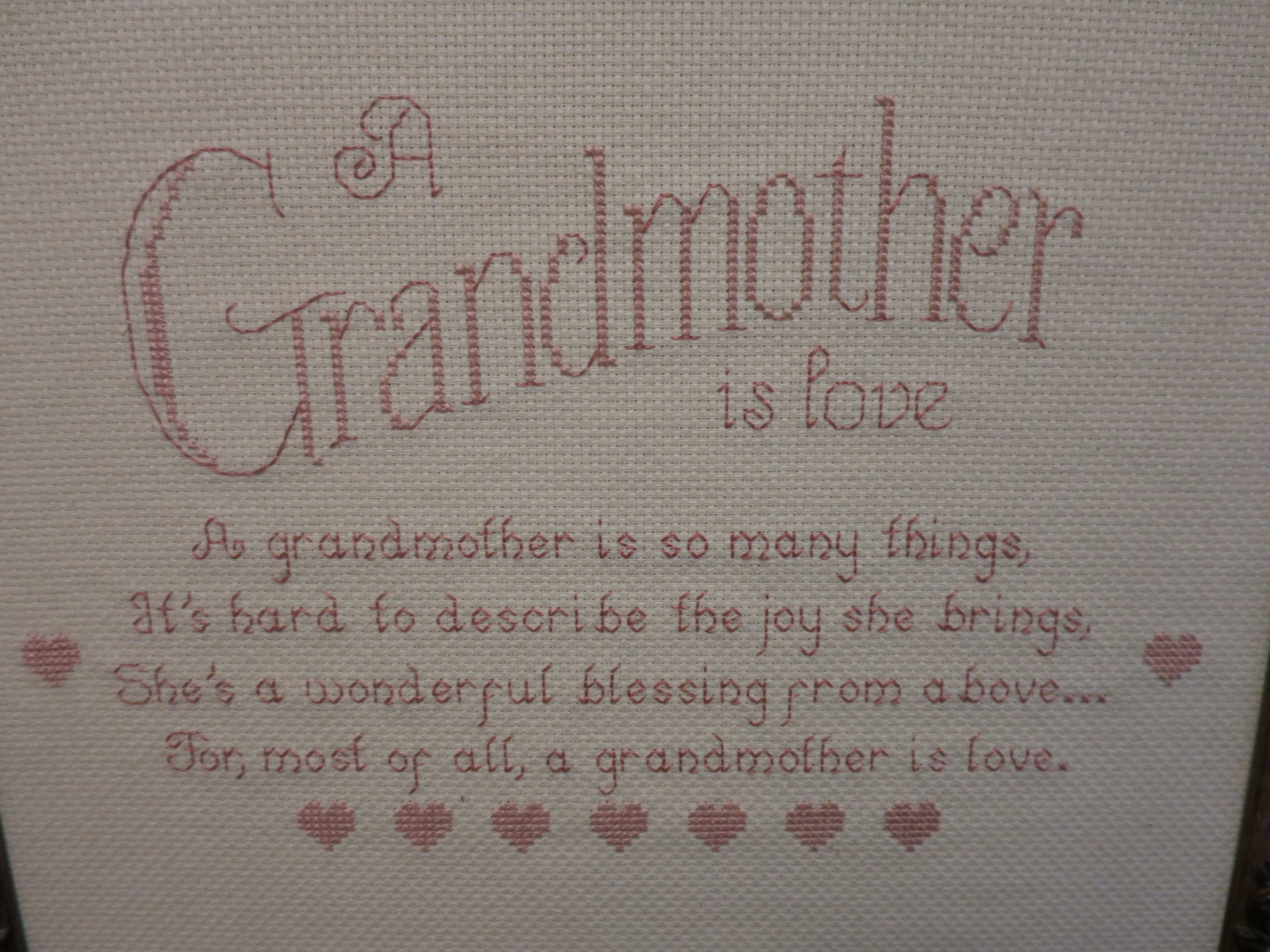 Embroidered Grandmother is Love Framed 1990s