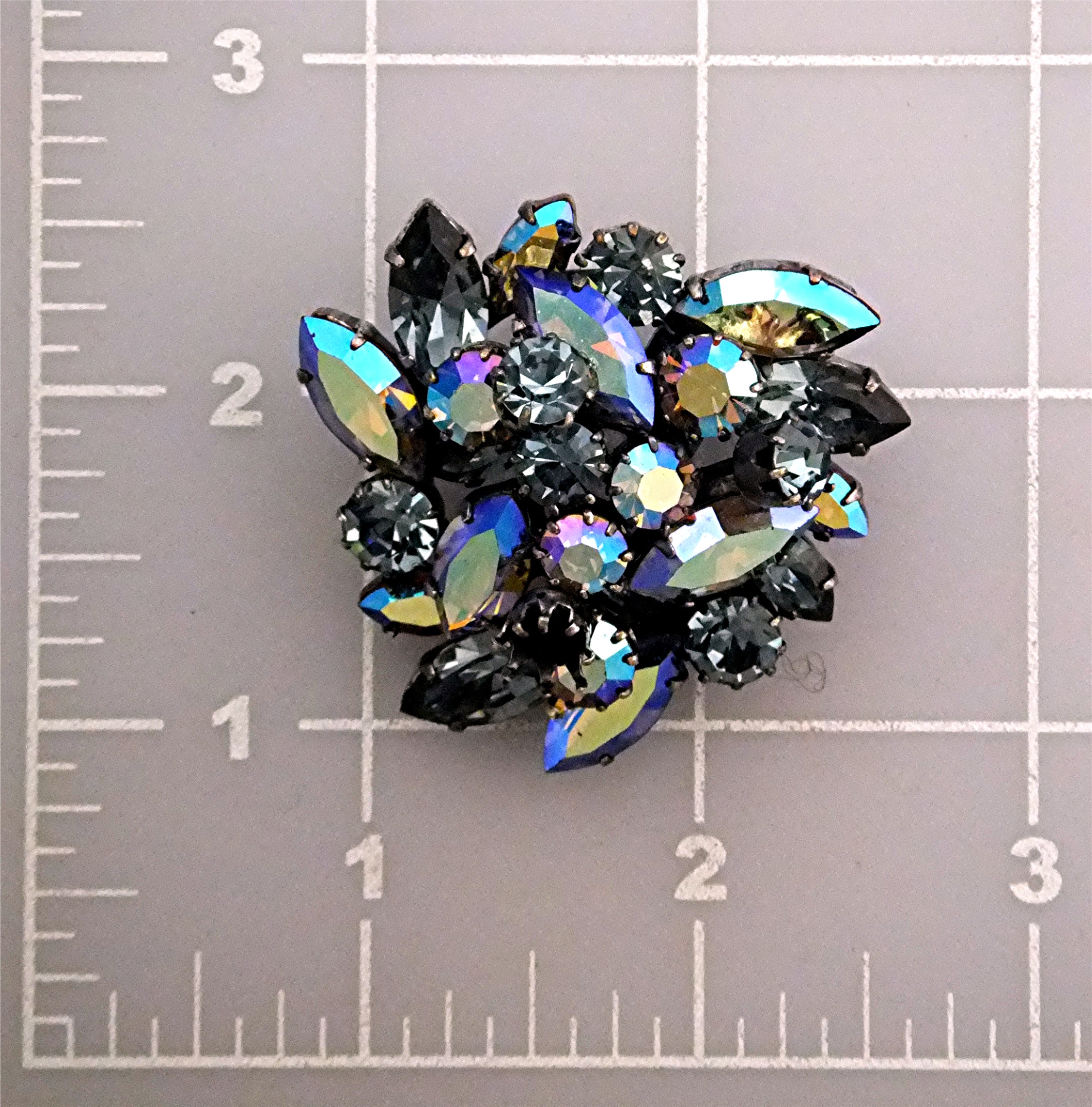 Brooch Signed Austrian Pink Green Borealis Crystals
