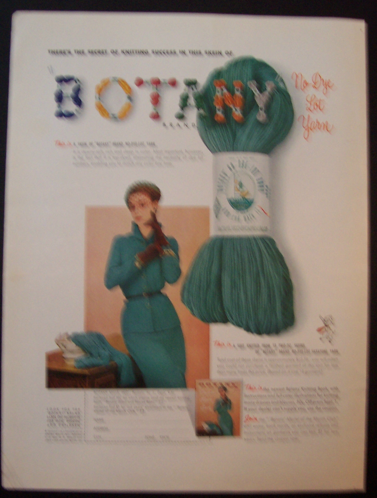 1949 Botany Brand Yarn with Woman In A Dress