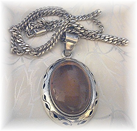 Heavy Curb Link Sterling Silver Chain & Pend