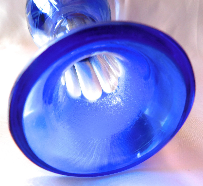 Blue Cut to Clear Glass Bottle or Decanter # 20453