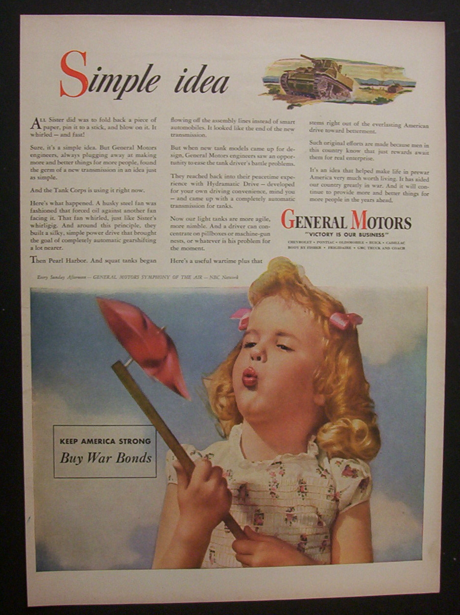 1944 General Motors with Little Girl Blowing Pinwheel