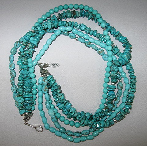 EXEX Sterling Silver 5 Strand Turquoise Necklace