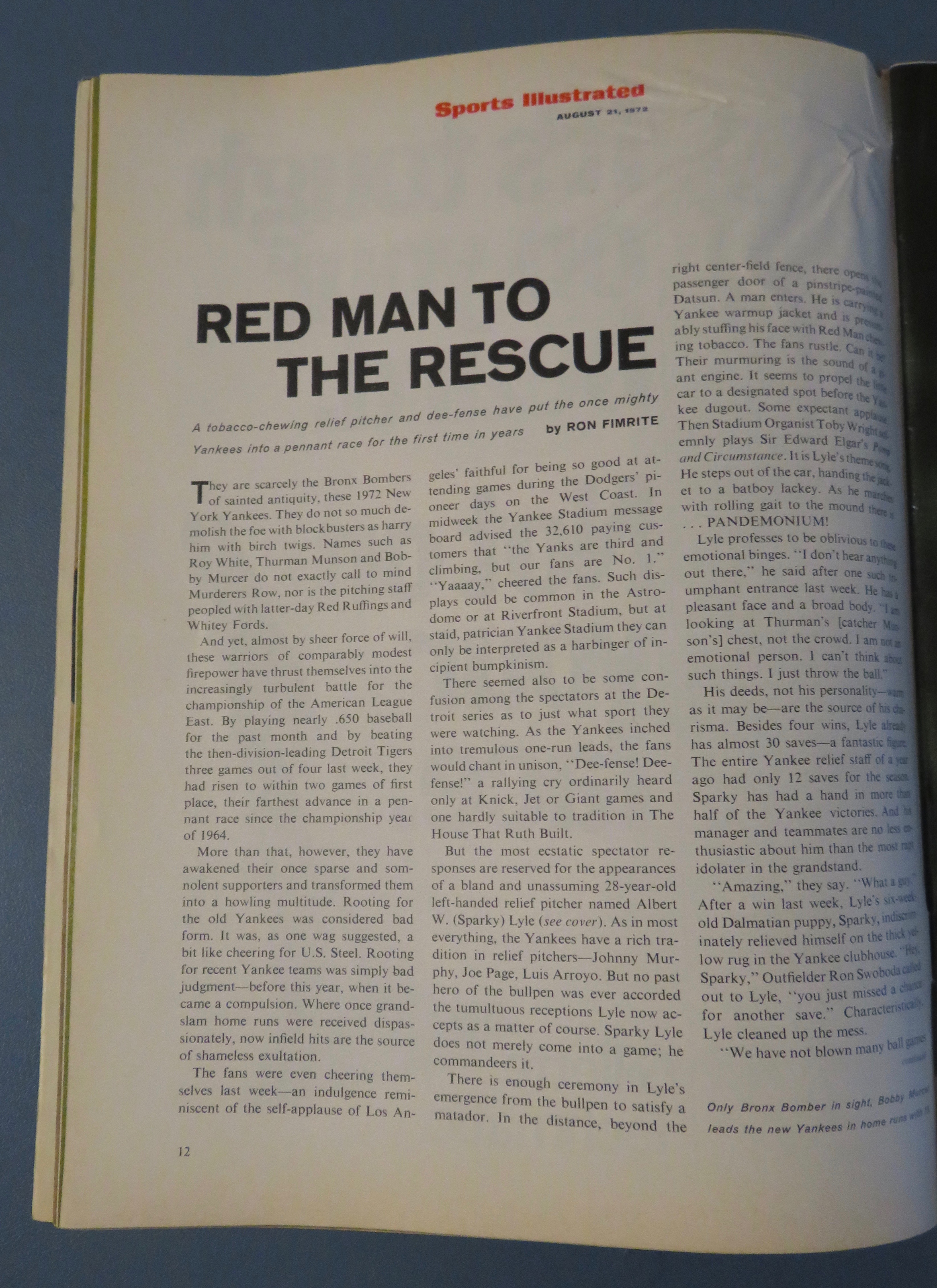 Sports Illustrated Magazine August  21, 1972 Sparky