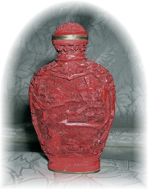 Cinnabar Chinese Snuff Bottle Red