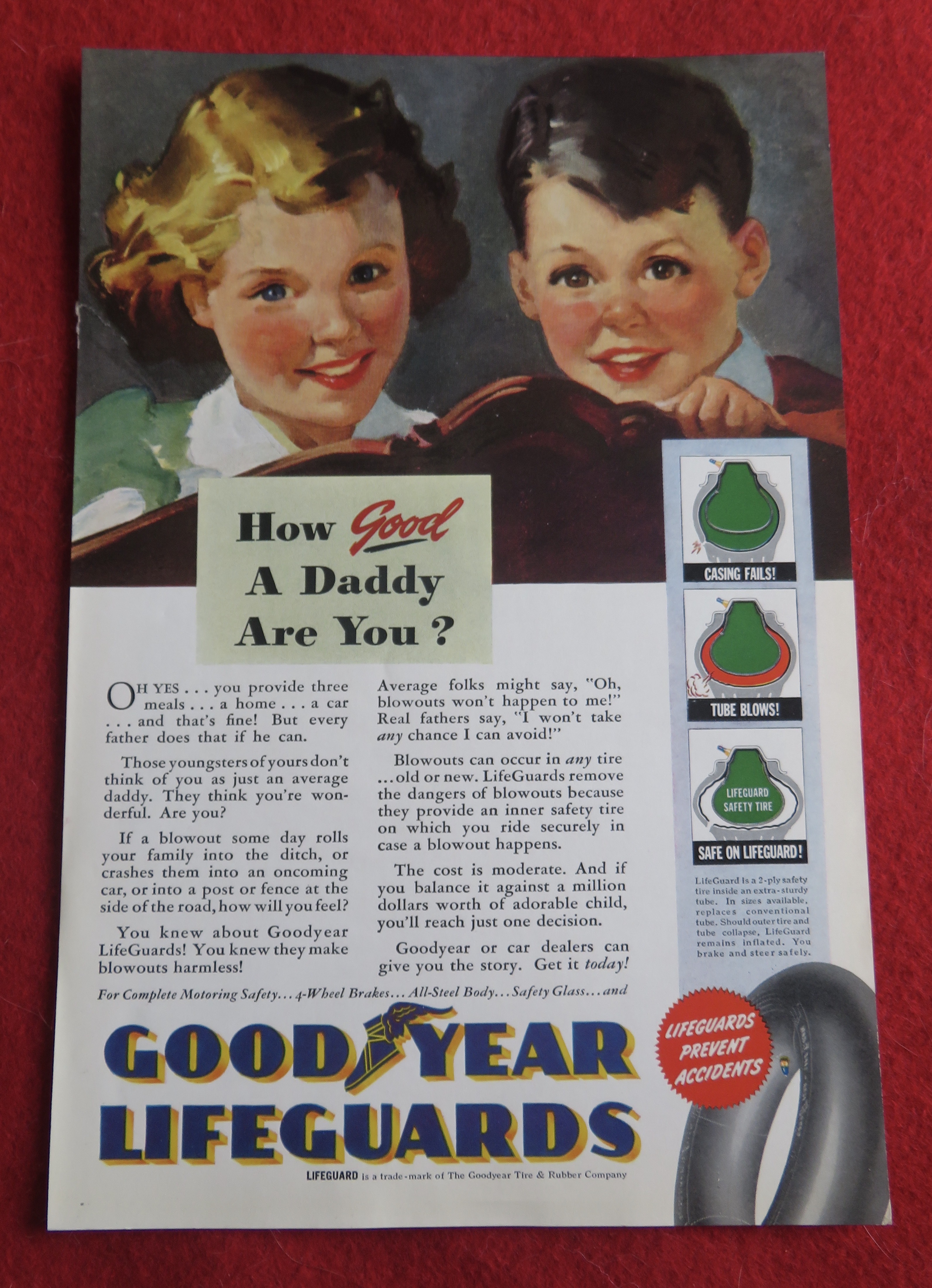 1940 Goodyear Lifeguard Tires with Little Boy & Girl