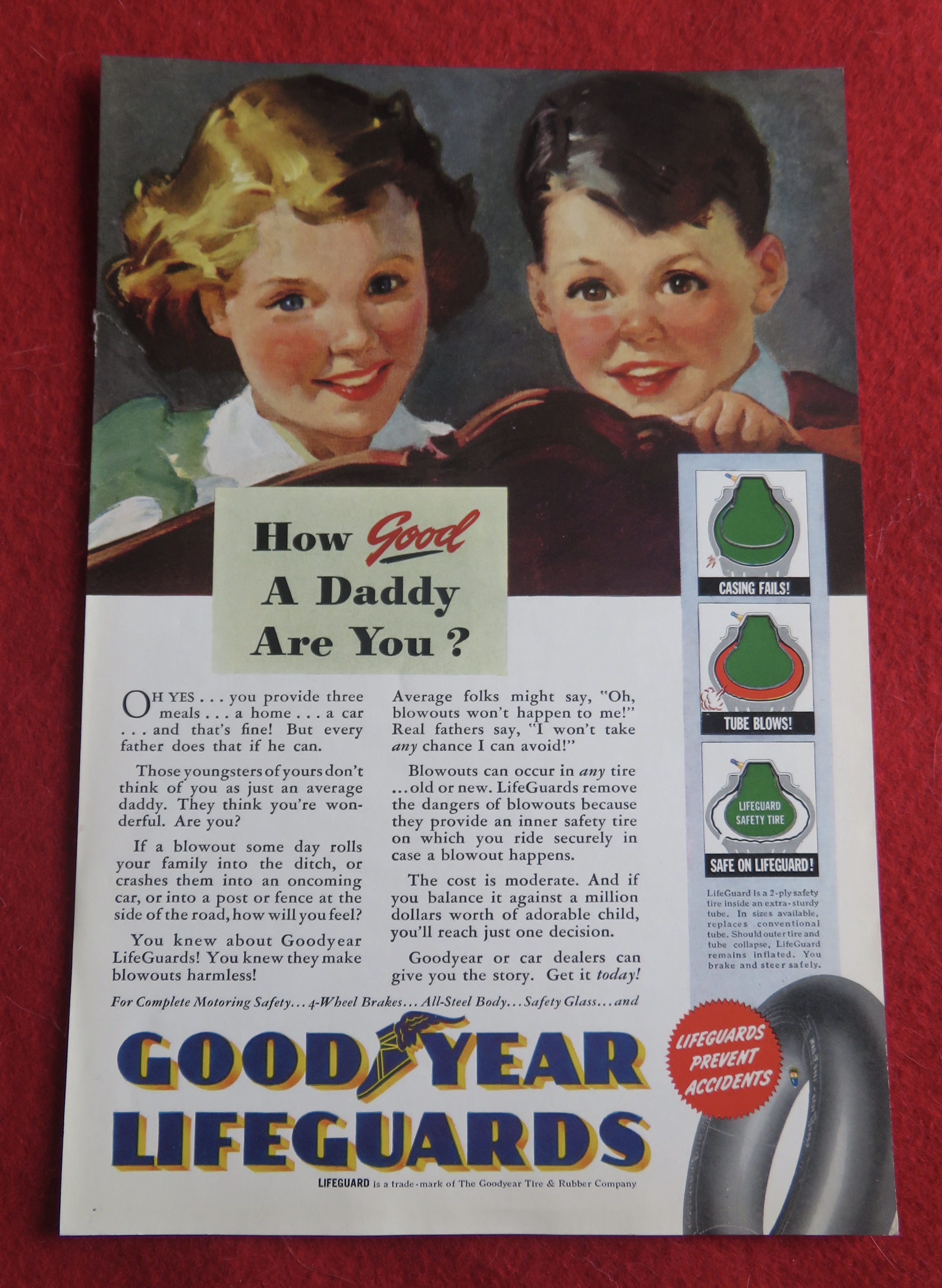 1940 Goodyear Lifeguard Tires with Little Boy & Girl