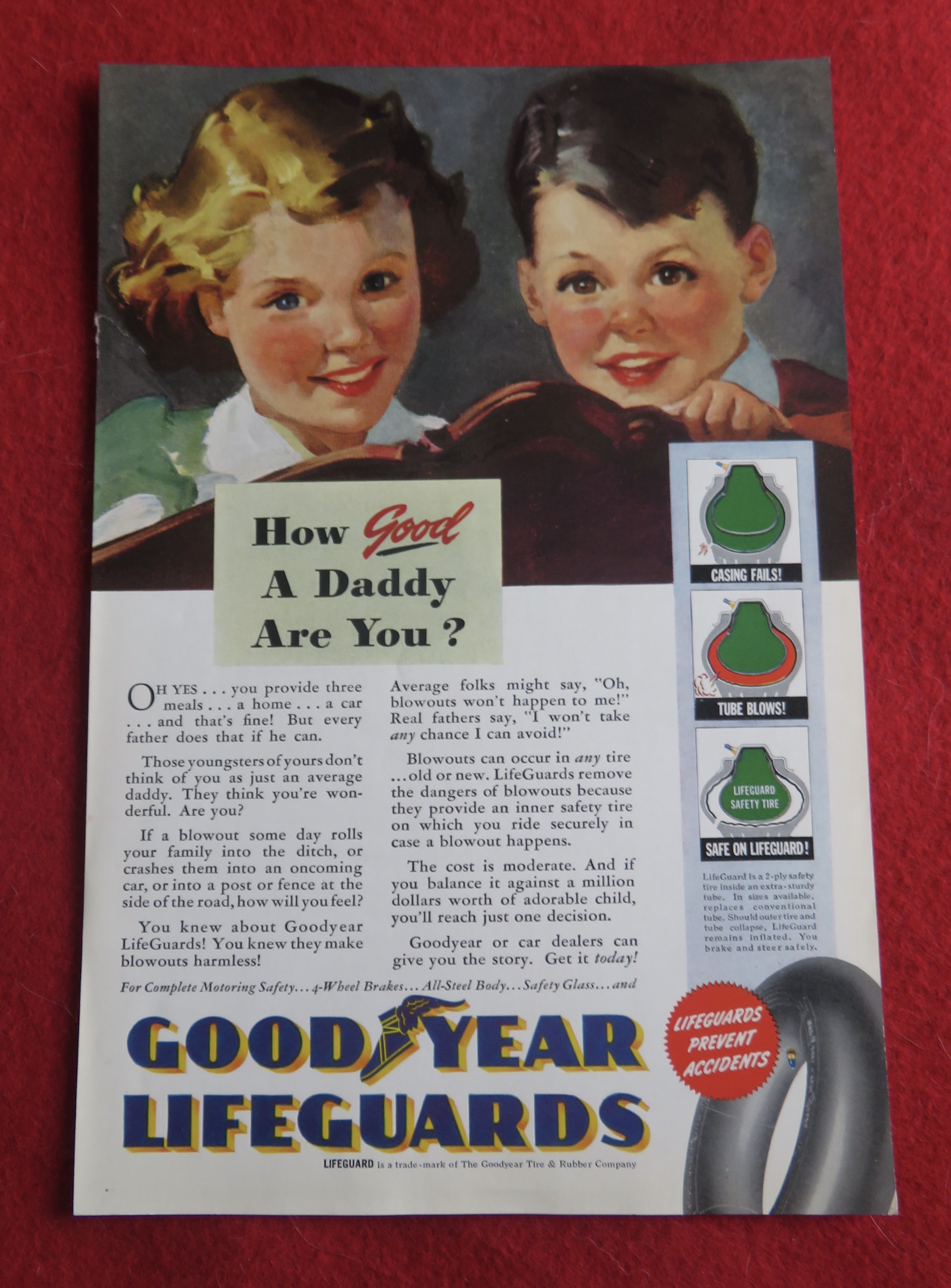 1940 Goodyear Lifeguard Tires with Little Boy & Girl