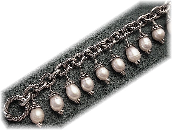 Pink Freshwater Pearls Sterling Silver Toggle Bracelet