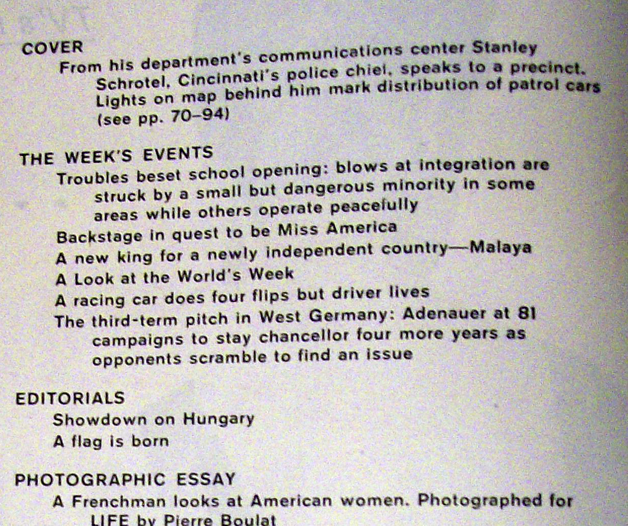 Life Magazine -September 16, 1957- Chief Of Cincinnati