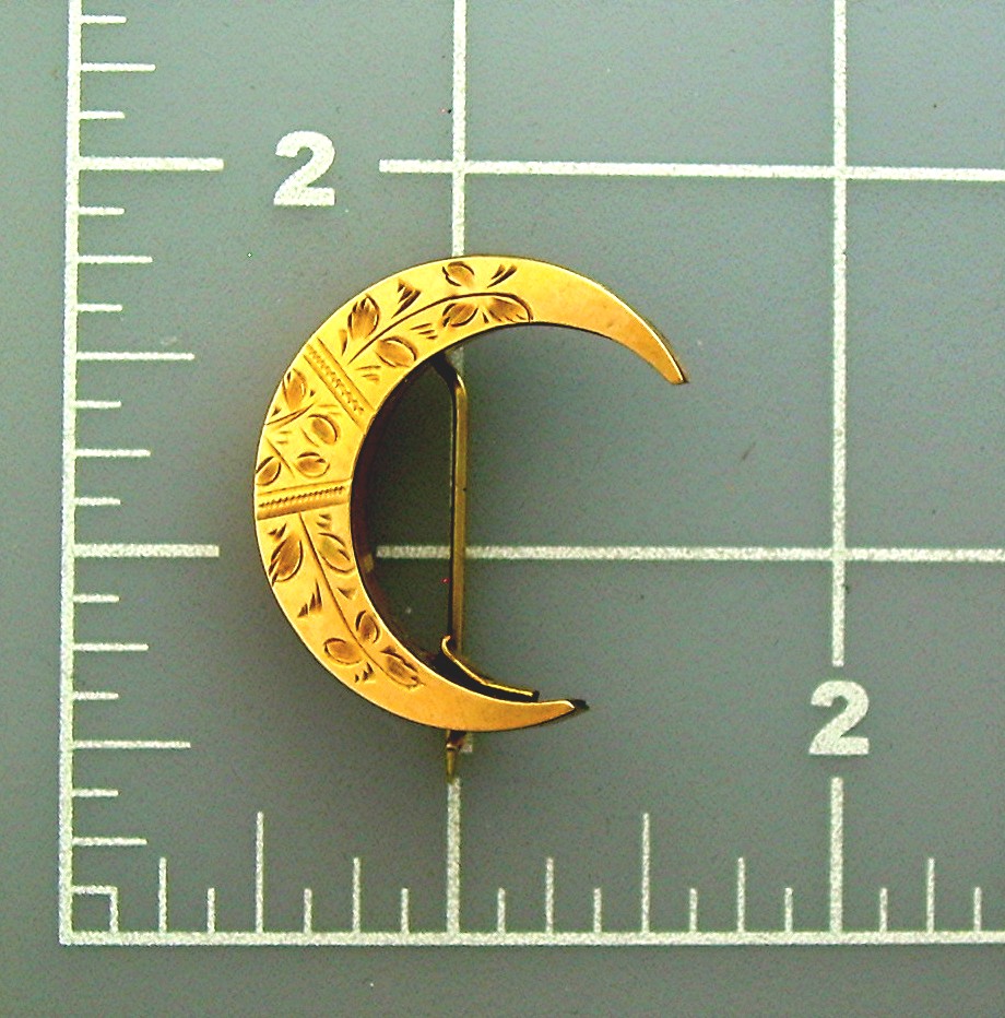 Victorian Pinchbeck Half Moon Brooch
