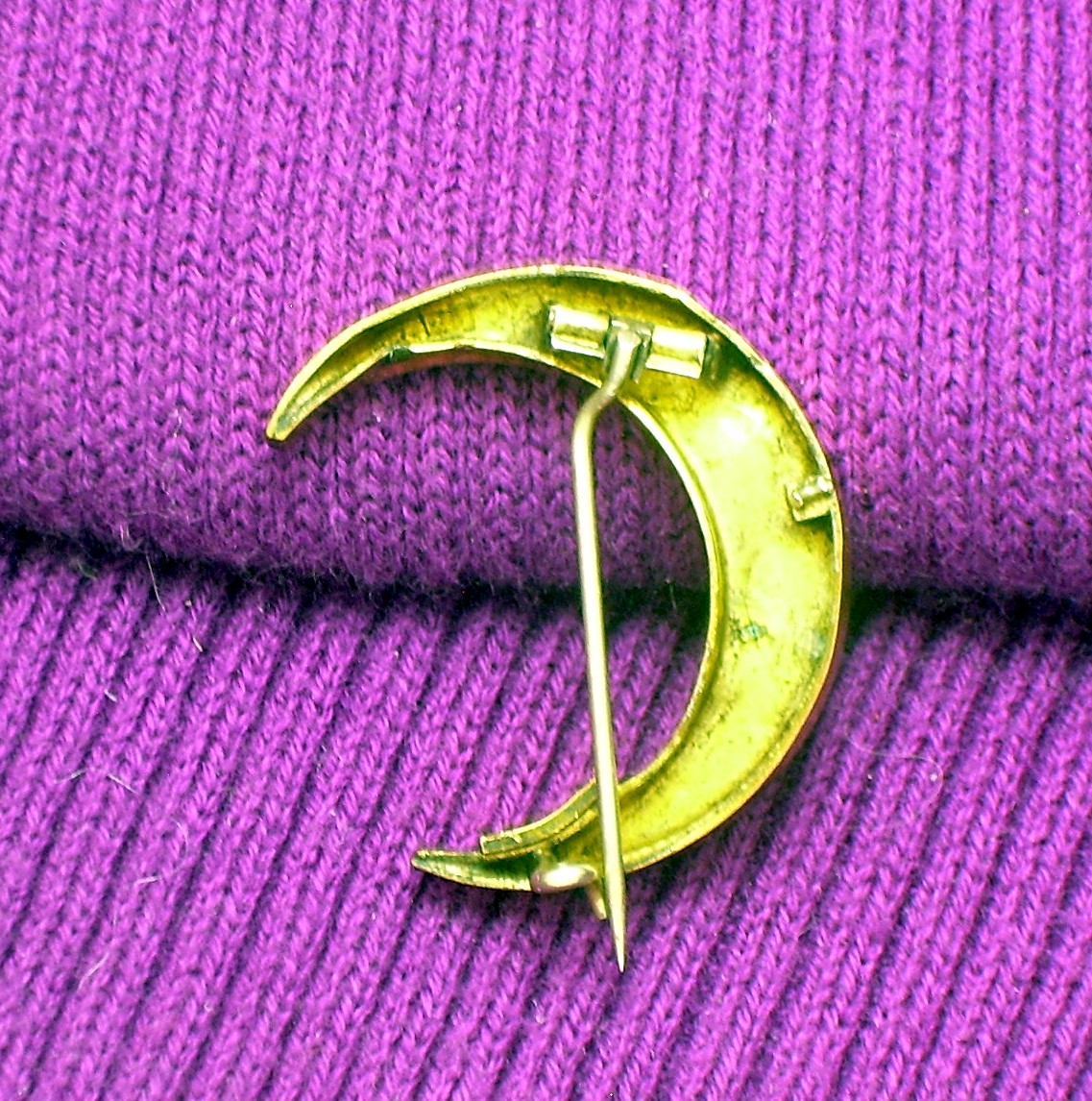 Victorian Pinchbeck Half Moon Brooch