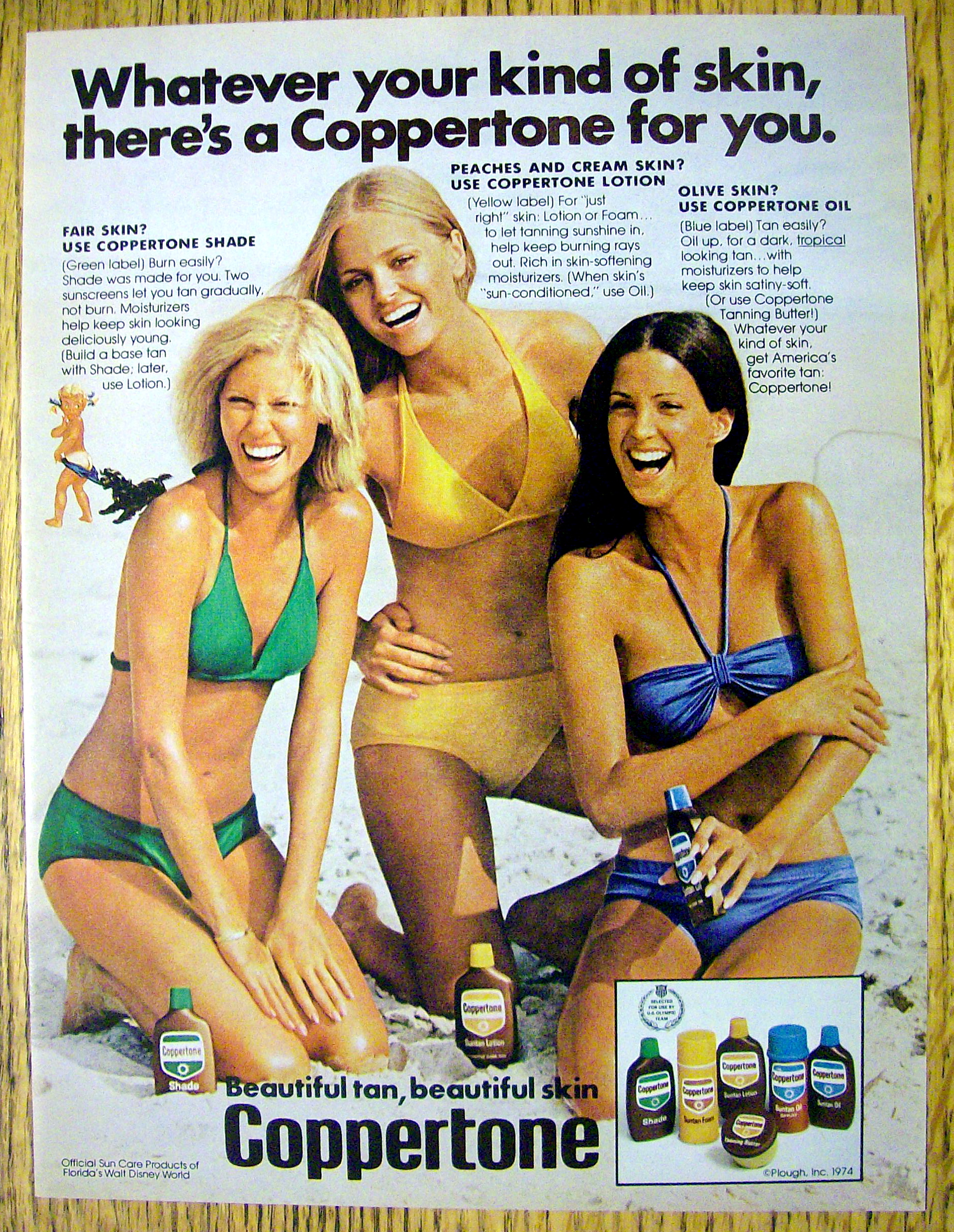 1975 Coppertone Lotion with 3 Women on the Beach