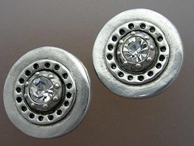 Silver CZ Artist Signed C Stein Clip Earrings