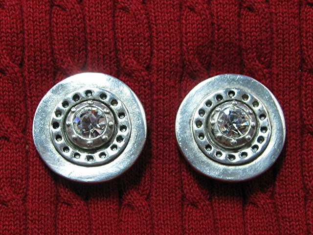 Silver CZ Artist Signed C Stein Clip Earrings
