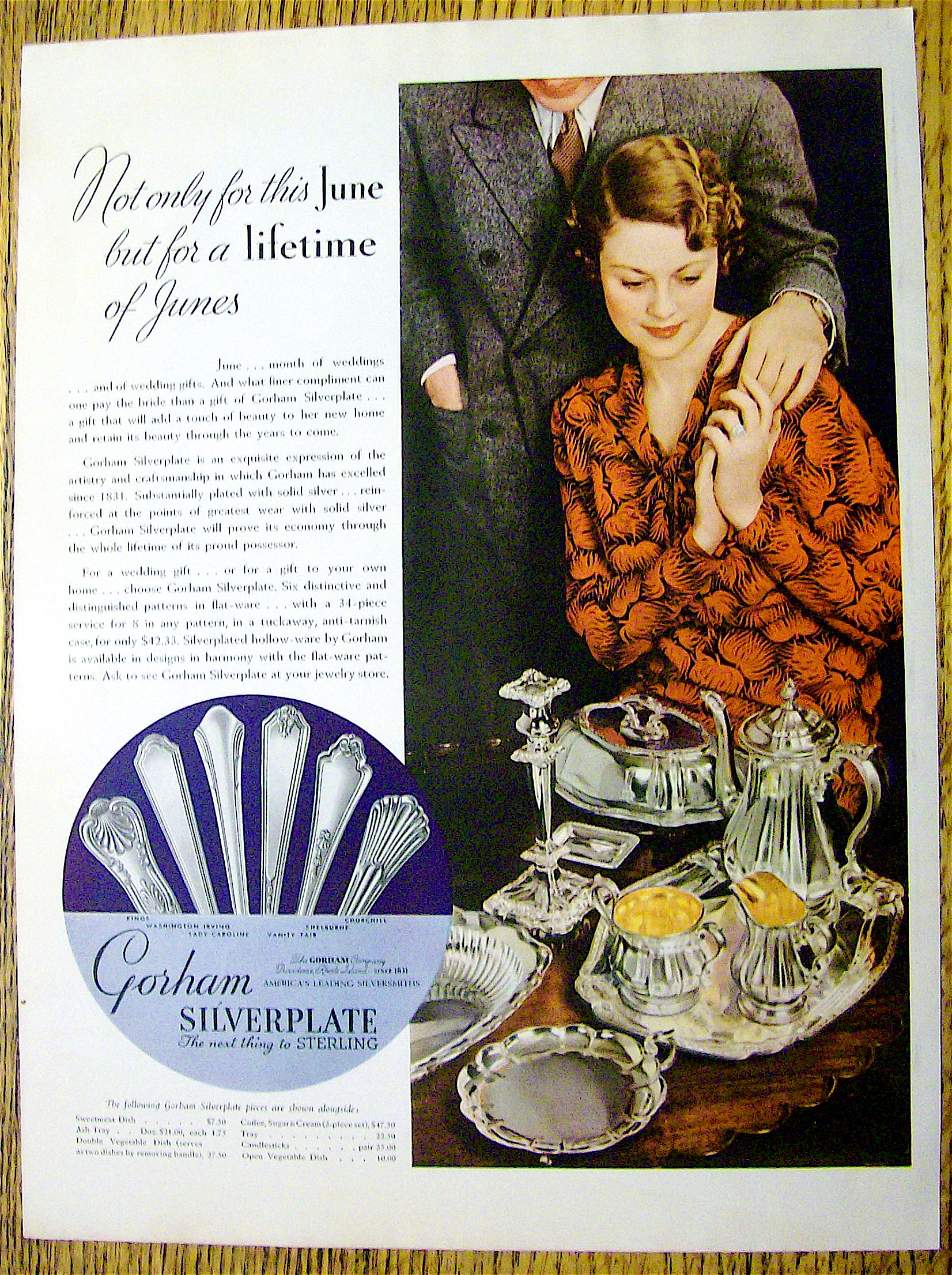 1935 Gorham Silverplate with Woman Holding Man's Hand