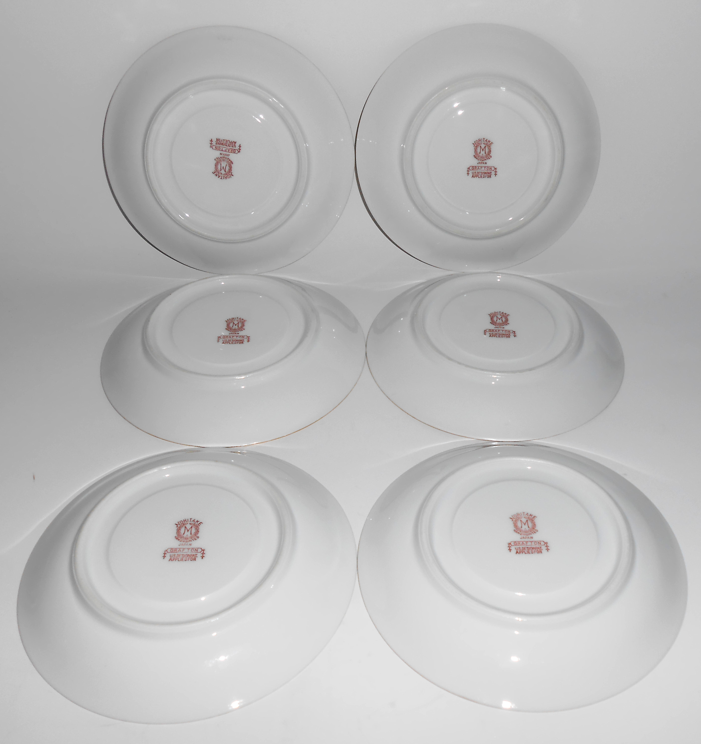Noritake Porcelain China Grafton W/Gold 6/Saucers Mint