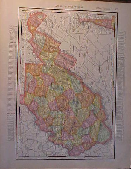 Antique Map West Virginia & North Carolina 1907 Rand
