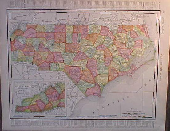 Antique Map West Virginia & North Carolina 1907 Rand