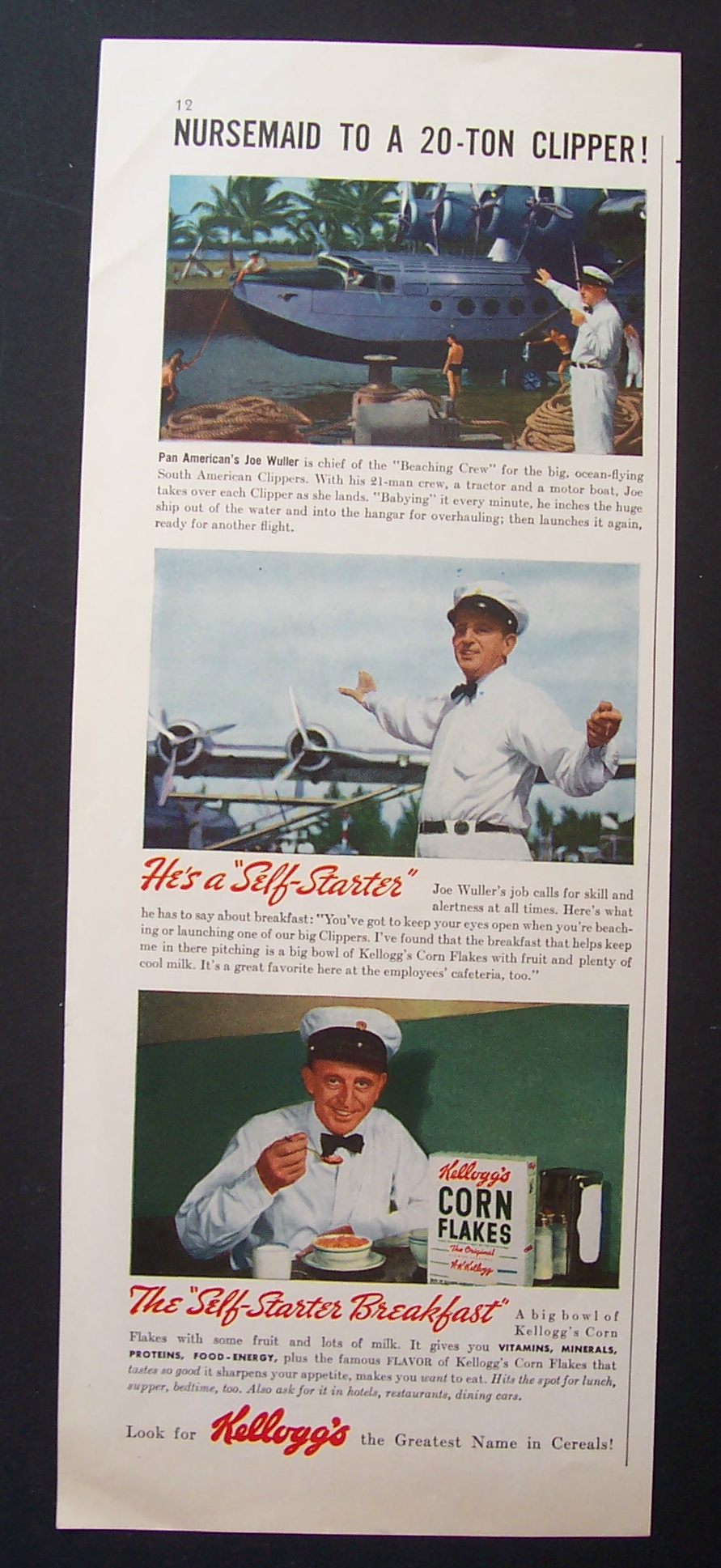 1942 Kellogg's Corn Flakes with Nursemaid & Clipper