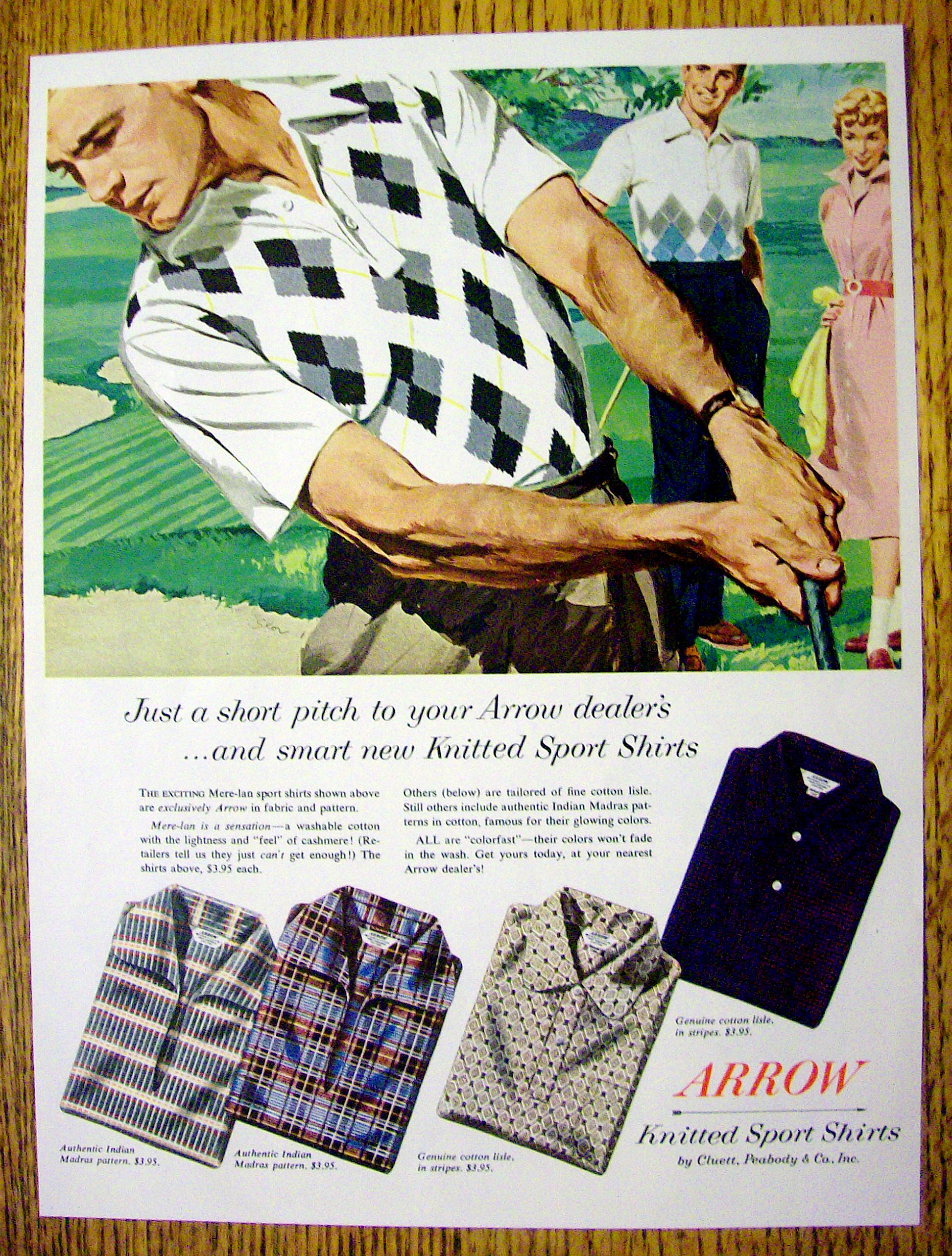 1954 Arrow Knitted Sport Shirts with Man Golfing
