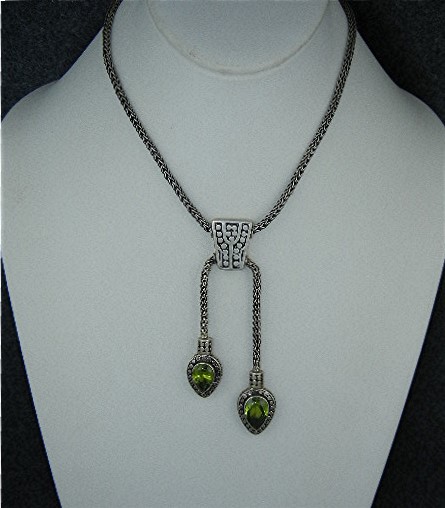 Peridot Sterling Silver Lariat Toggle Necklace Bali Sig
