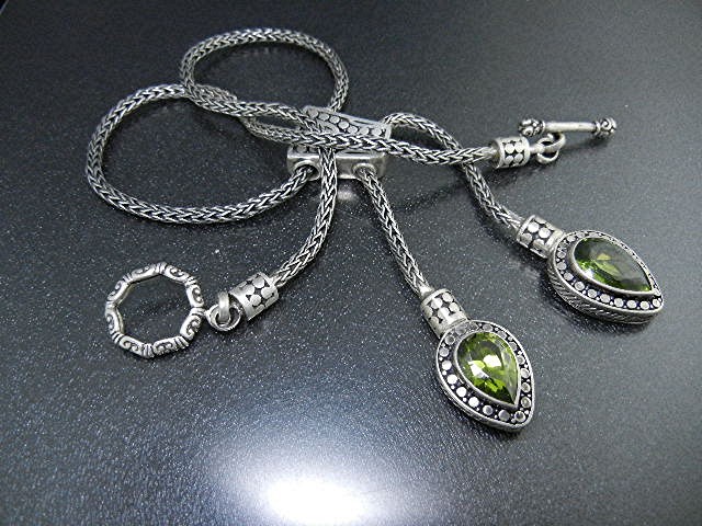 Peridot Sterling Silver Lariat Toggle Necklace Bali Sig
