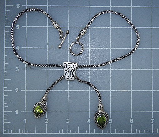 Peridot Sterling Silver Lariat Toggle Necklace Bali Sig