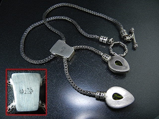 Peridot Sterling Silver Lariat Toggle Necklace Bali Sig