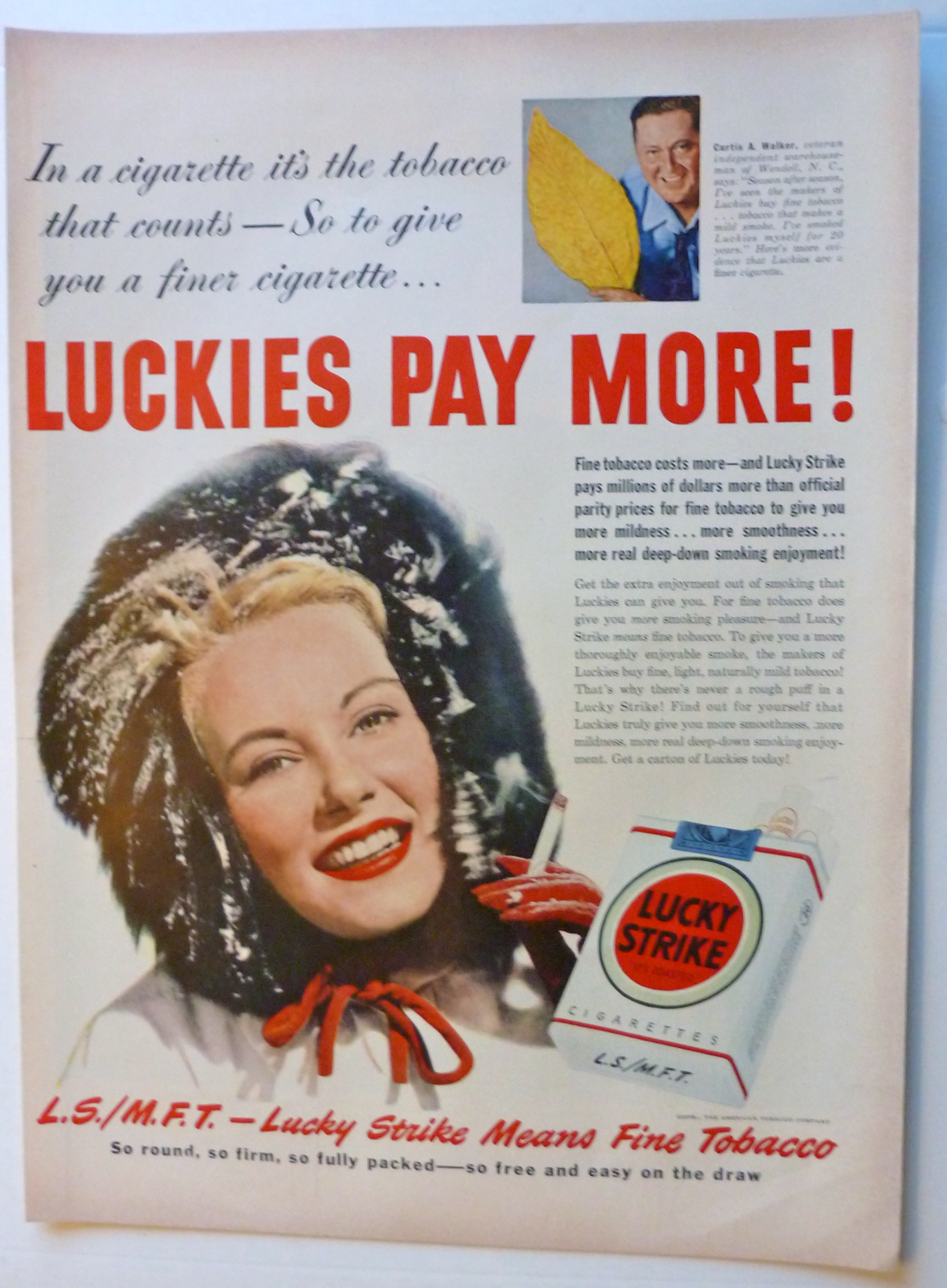 1950 Lucky Strike Cigarettes with Woman In Furry Cap