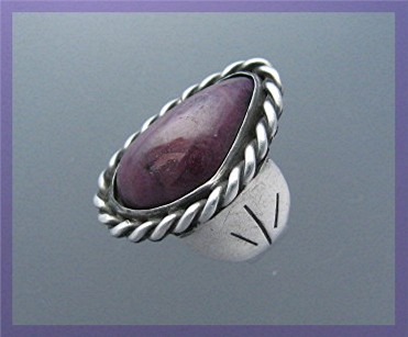 Purple Agate Sterling Silver Ring Signed TEX