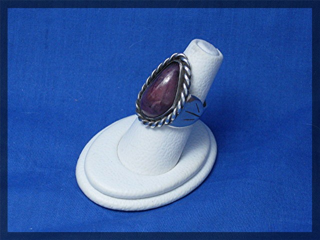Purple Agate Sterling Silver Ring Signed TEX