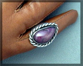 Purple Agate Sterling Silver Ring Signed TEX