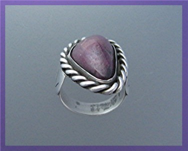 Purple Agate Sterling Silver Ring Signed TEX