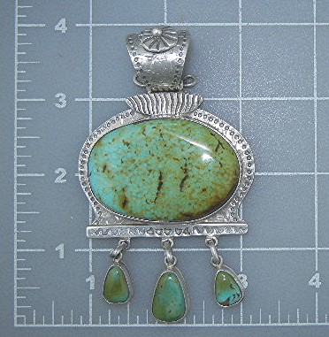 David Troutman Sterling Silver Kingman Turquoise Pendan