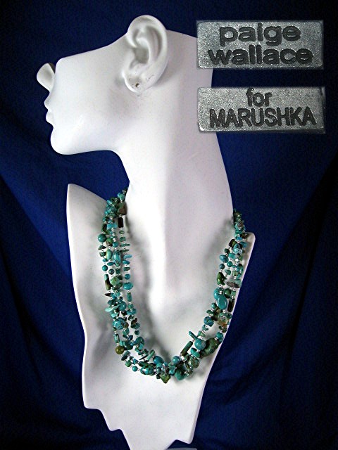 PAIGE WALLACE Turquoise Crystal Sterling Silver Necklac