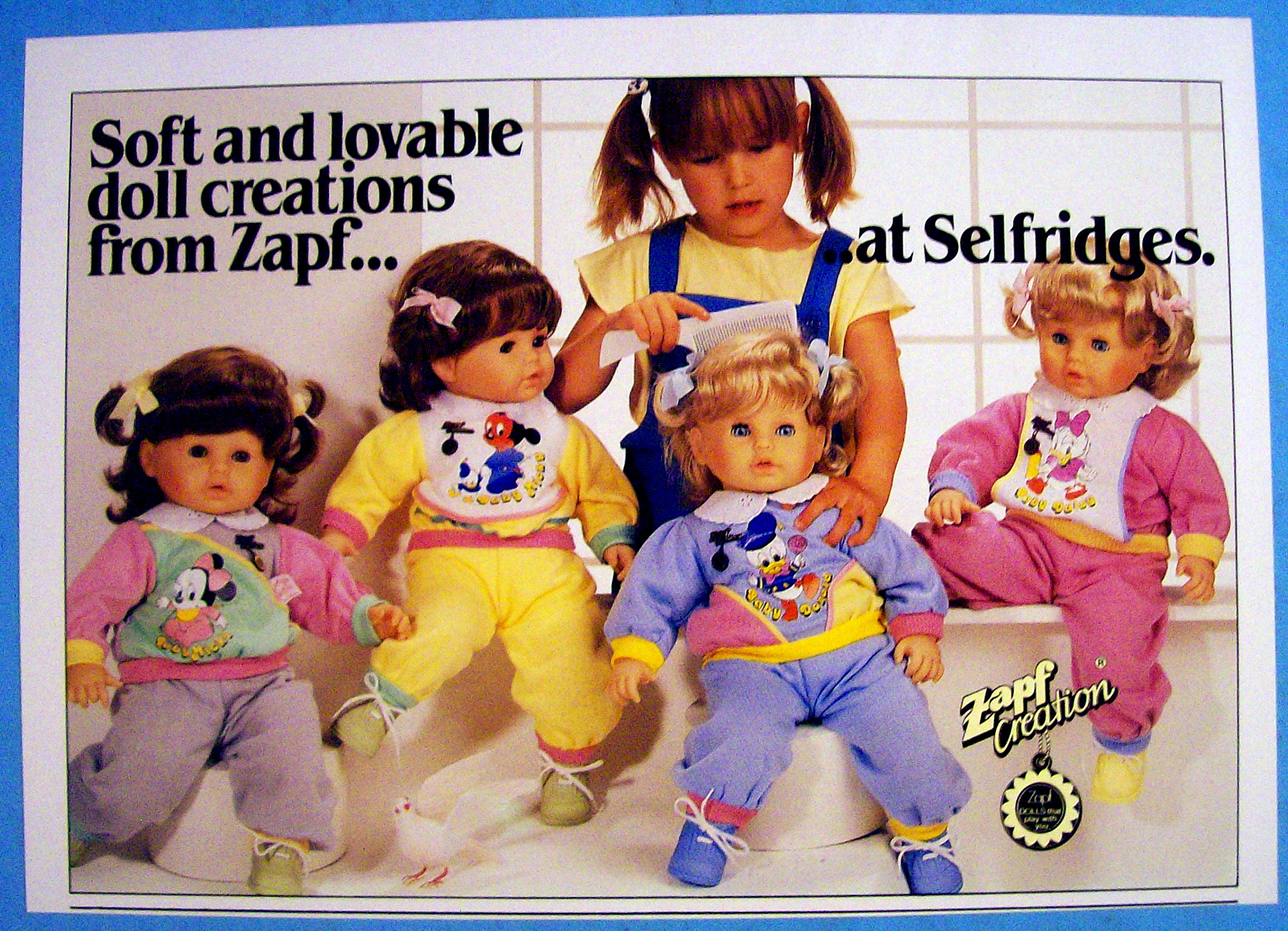 1986 Zapf Dolls with Little Girl and 4 Dolls