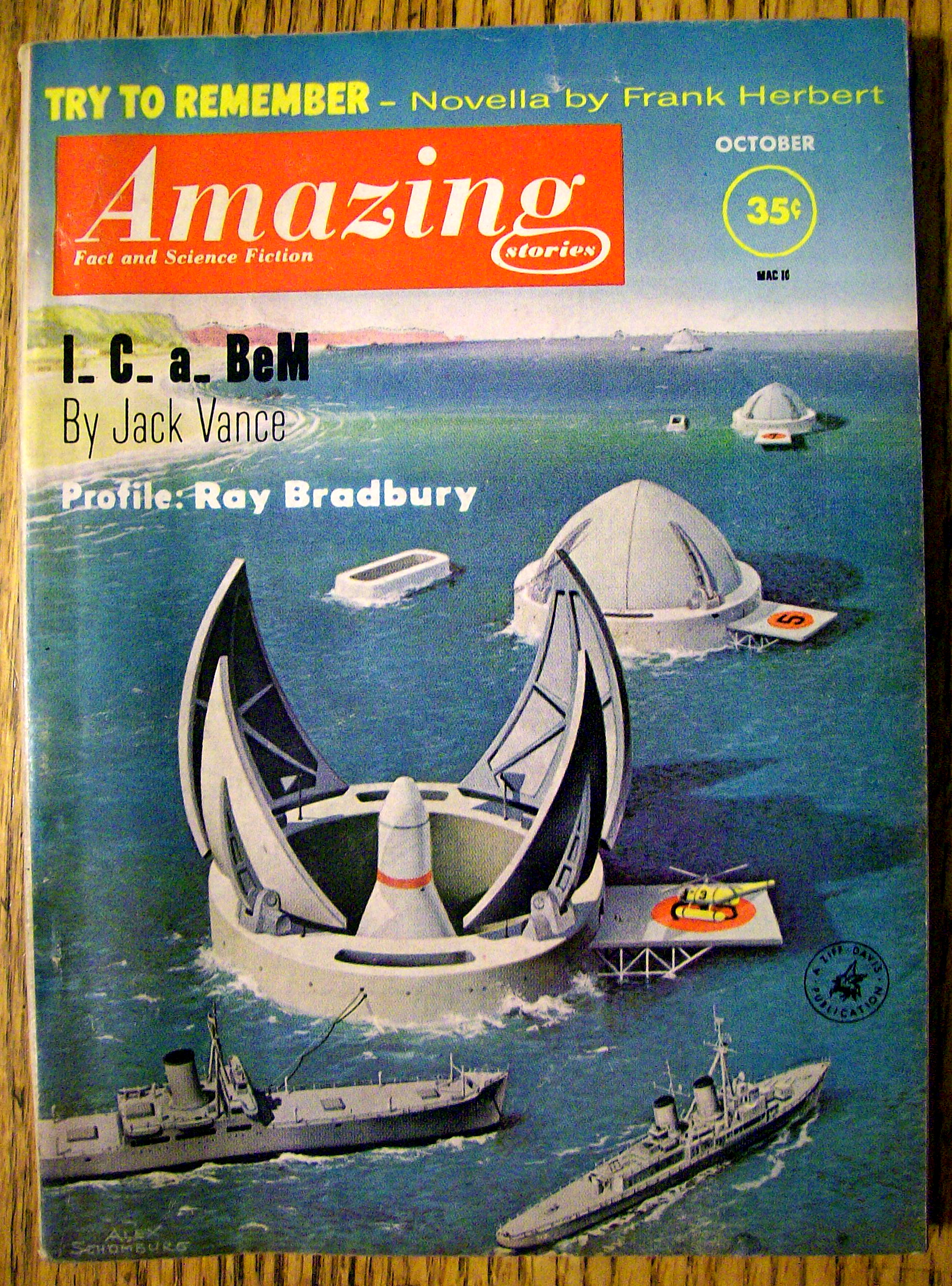 Amazing Stories Magazine October 1961 I. C. a. Bem